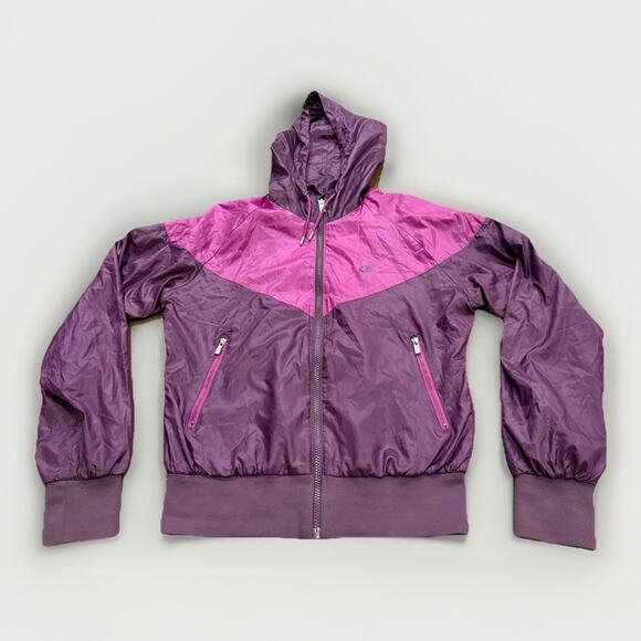 Nike Womens Purple The Windrunner Windbreaker Full Zip Hooded Jacket Size M - Picture 1 of 11